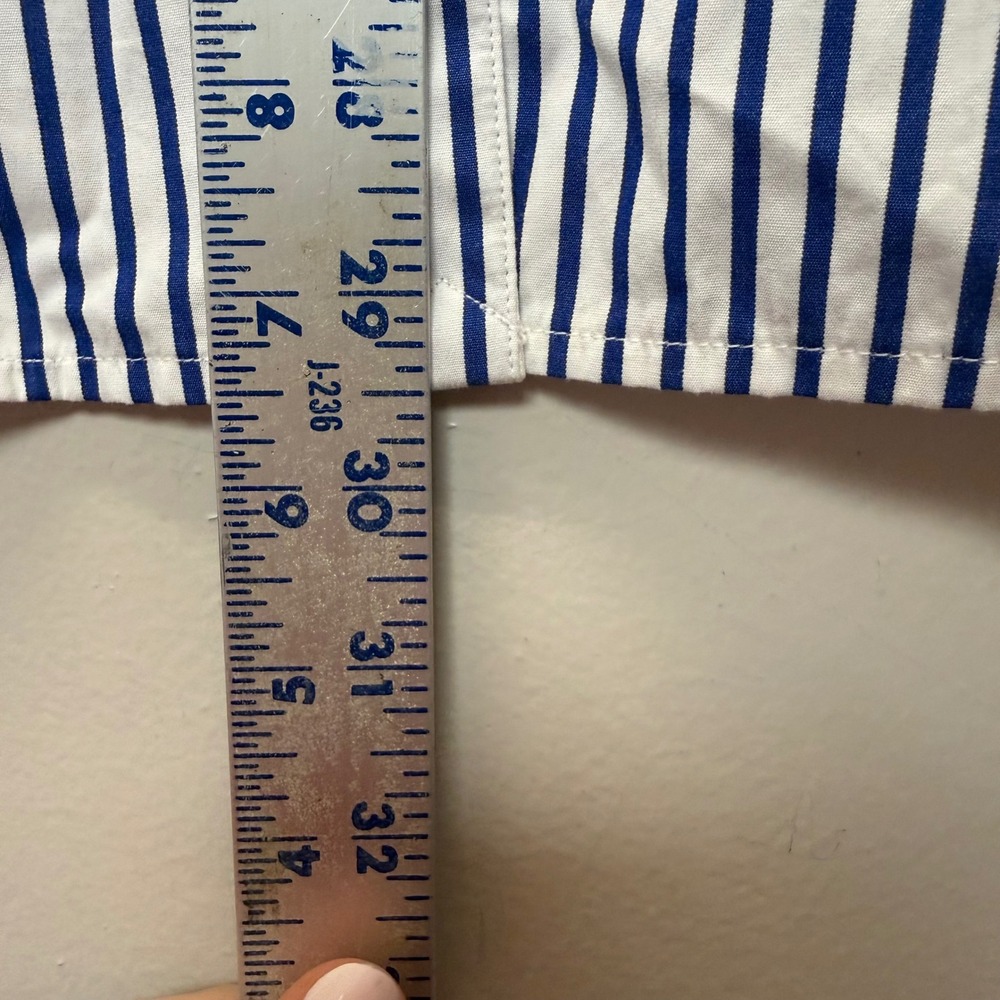 Lauren Ralph Lauren Ruffle Stripe Shirt Womens XL Blue White Excellent Preppy - Picture 3 of 6